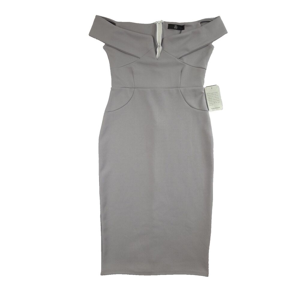 Missguided V Front Bardot Midi Dress 6 Career Business Party